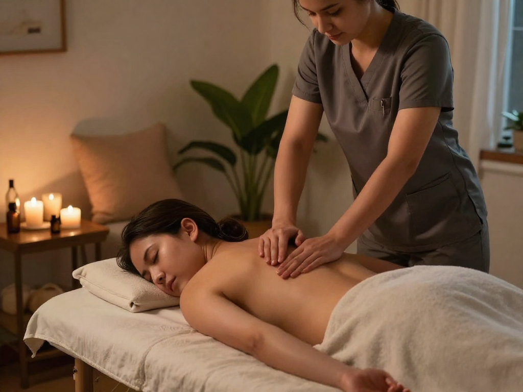 Experience 안양출장마사지 in a serene home setting with a professional therapist providing soothing care.
