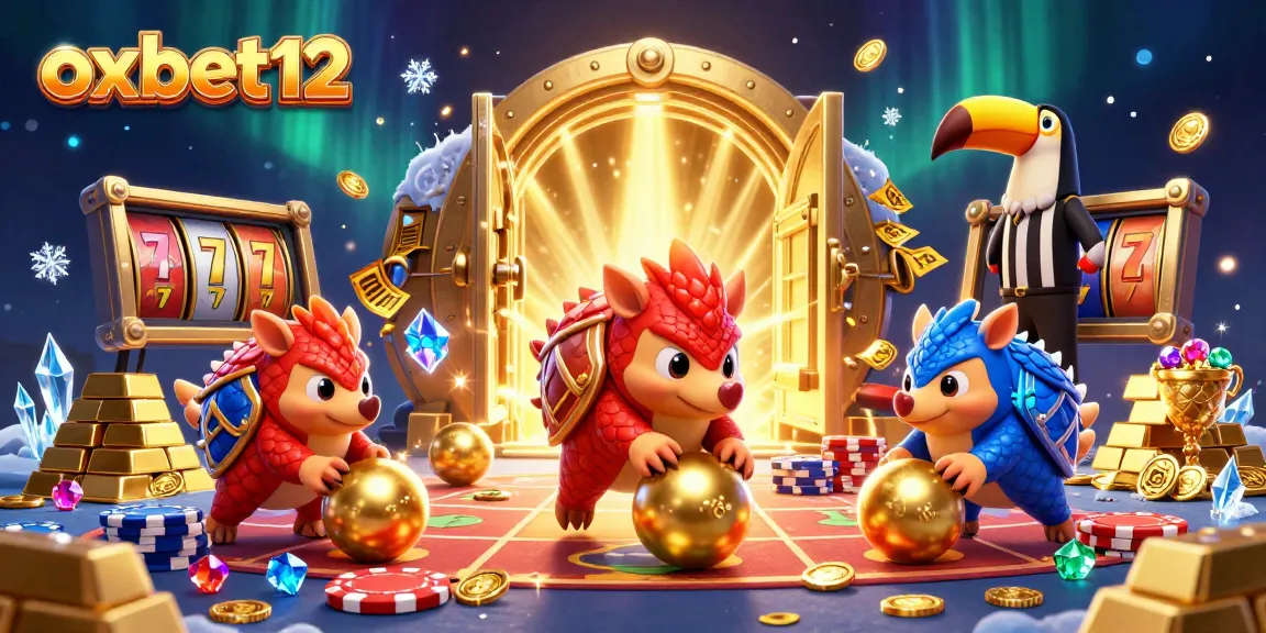 Experience thrilling gambling action at oxbet12 with vibrant pangolin characters and casino elements.