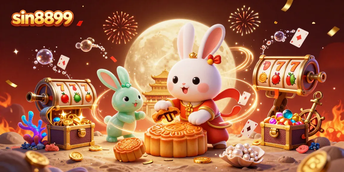 Experience thrilling gameplay at sin8899 with a vibrant casino-inspired 3D illustration featuring lucky symbols and festive elements.