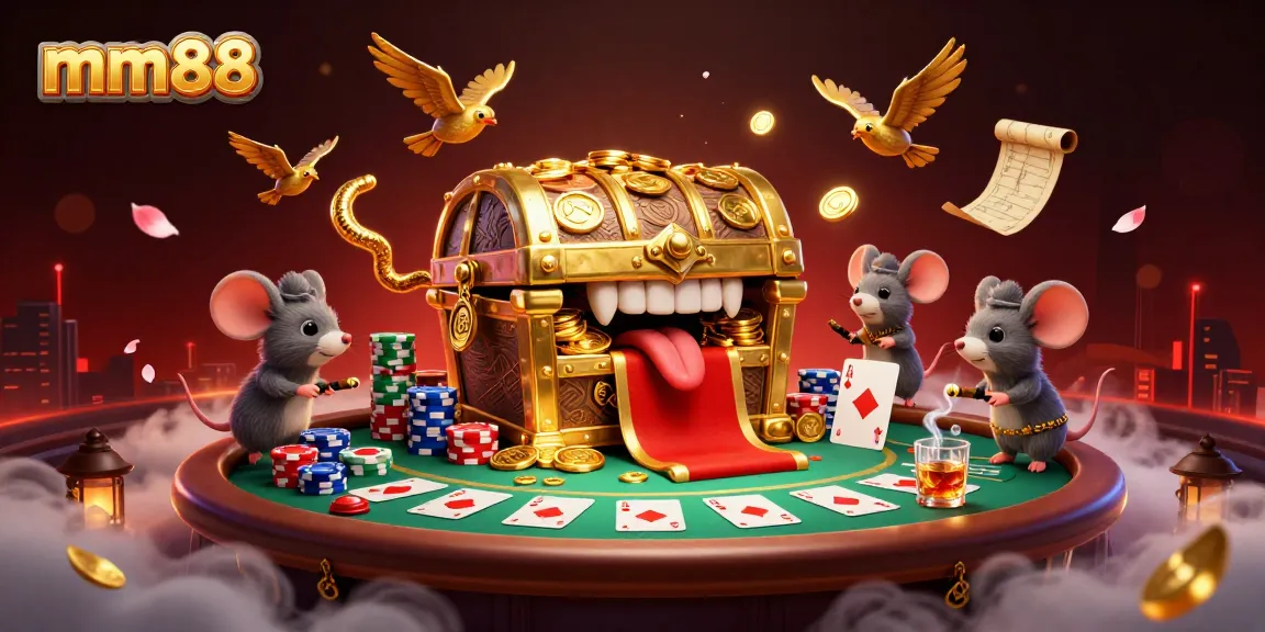 Experience thrilling poker action with mm88 in an exciting 3D casino scene featuring vibrant game elements.