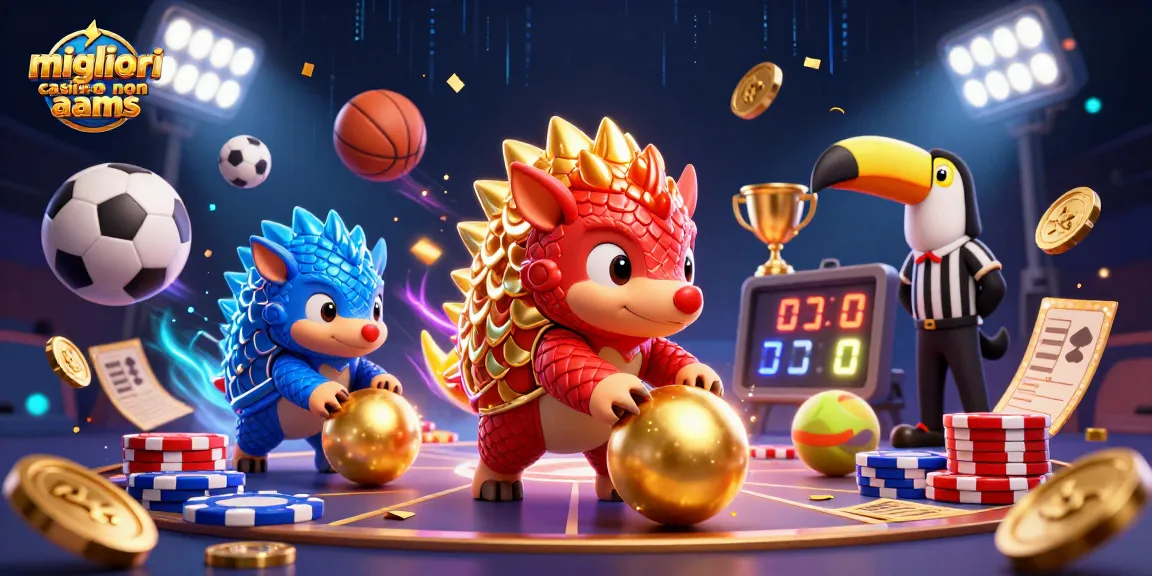 Experience thrilling action at the migliori casino non AAMS with pangolins competing for golden winnings amidst poker chips.